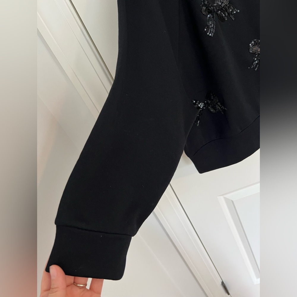 LOFT Black Crew Neck Sweater with Bow Accents - Picture 6 of 9